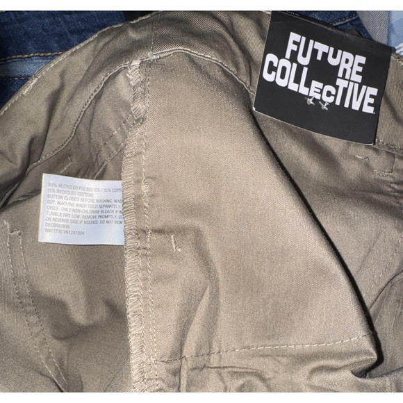 Future Collective Wide Leg Mid-Rise Olive Embellished Pants Size 24 - Picture 11 of 12